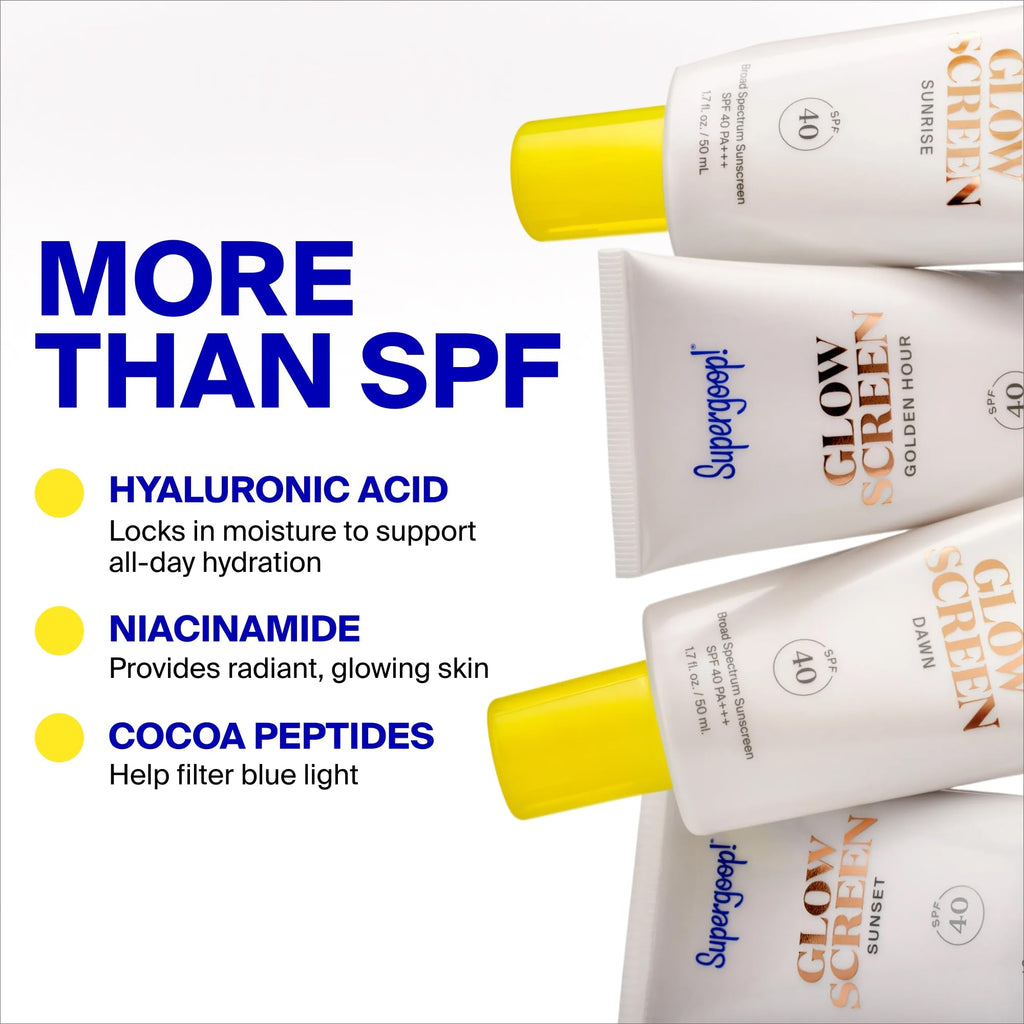 Supergoop! Glowscreen SPF 40, Sunrise (Champagne Glow) - 1.7 fl oz - Glowy Primer + Broad Spectrum Tinted Sunscreen - TrustMedUSA