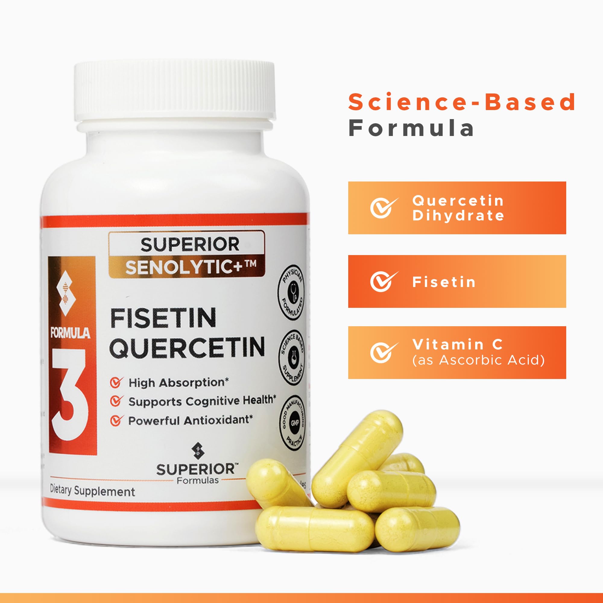 Superior Formulas | Superior SENOLYTIC+ | Fisetin-Quercetin Complex | Physician-Formulated and Science-Based Supplement for Adults 18+ | Promotes Cellular Repair | Boosts Longevity & Healthspan - TrustMedUSA