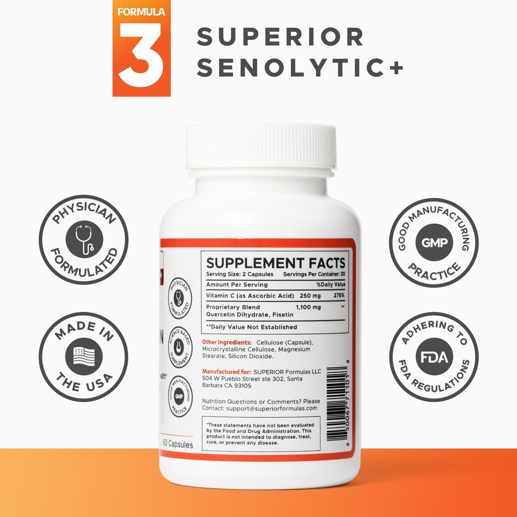 Superior Formulas | Superior SENOLYTIC+ | Fisetin-Quercetin Complex | Physician-Formulated and Science-Based Supplement for Adults 18+ | Promotes Cellular Repair | Boosts Longevity & Healthspan - TrustMedUSA