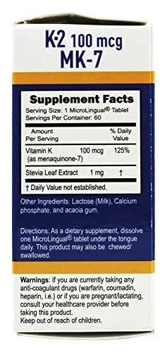Superior Source Vitamin K2 MK-7 (Menaquinone-7), 100 mcg, Quick Dissolve MicroLignual - TrustMedUSA