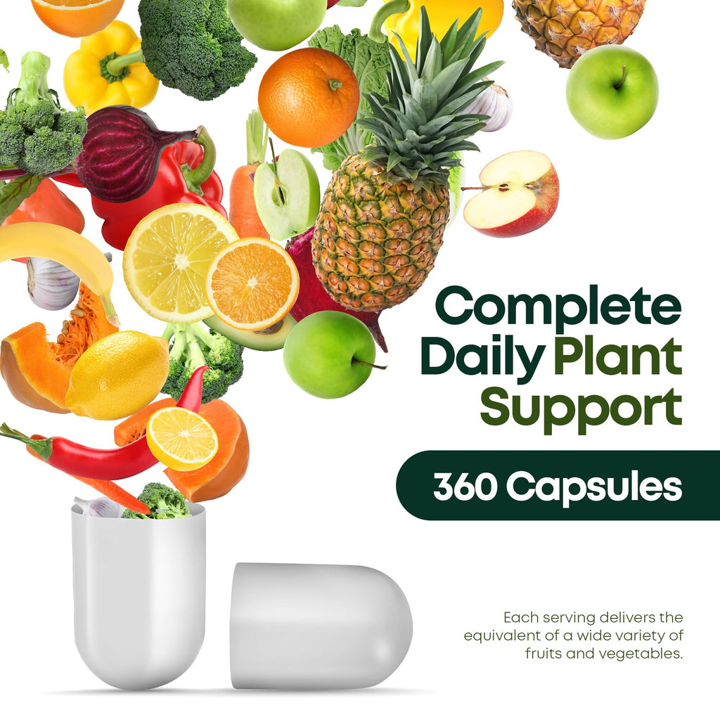 Supermed Research Fruits and Vegetables Supplements – 2 Pack Combination Fruit & Veggies Supplement – Whole Food Vitamins & Minerals for Adults – Superfood Veggie Vitamins for Adults (180 x 2, 360 Ct) - TrustMedUSA