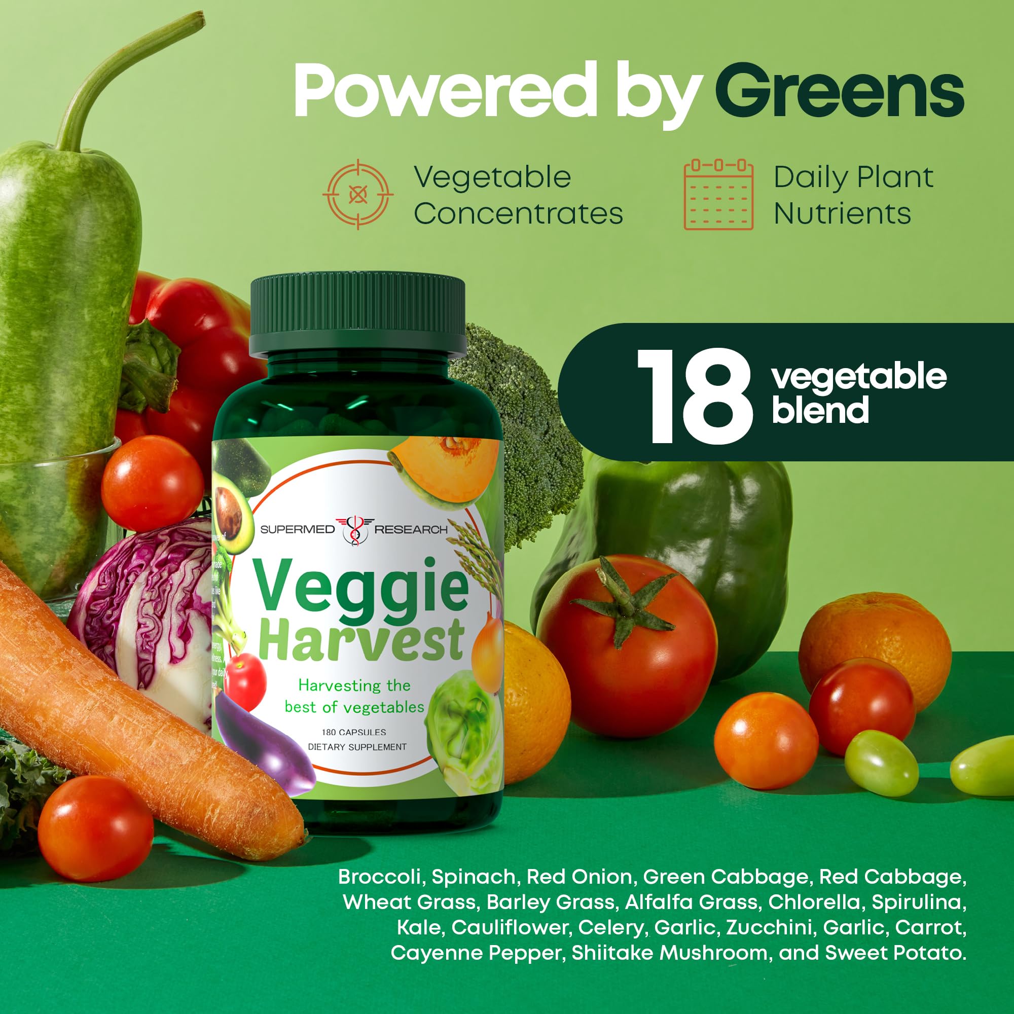 Supermed Research Fruits and Vegetables Supplements – 2 Pack Combination Fruit & Veggies Supplement – Whole Food Vitamins & Minerals for Adults – Superfood Veggie Vitamins for Adults (180 x 2, 360 Ct) - TrustMedUSA