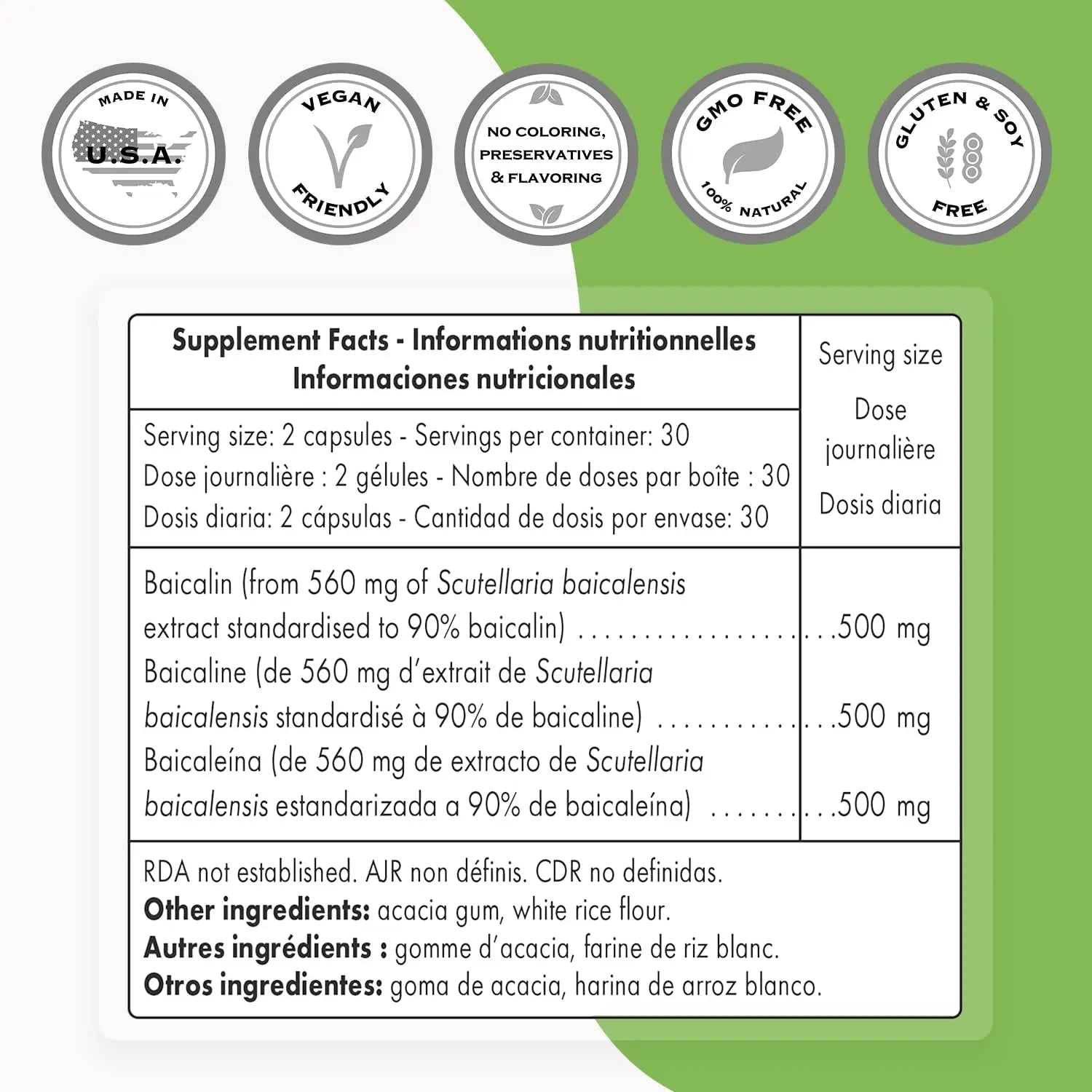 Supersmart - 90% Baicalin 500mg per Day (Scutellaria Baicalensis) - Chinese Skullcap - TrustMedUSA