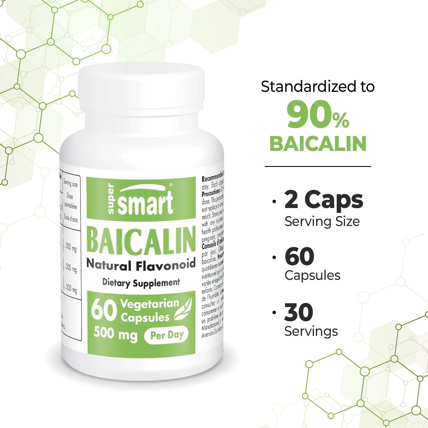 Supersmart - 90% Baicalin 500mg per Day (Scutellaria Baicalensis) - Chinese Skullcap - TrustMedUSA