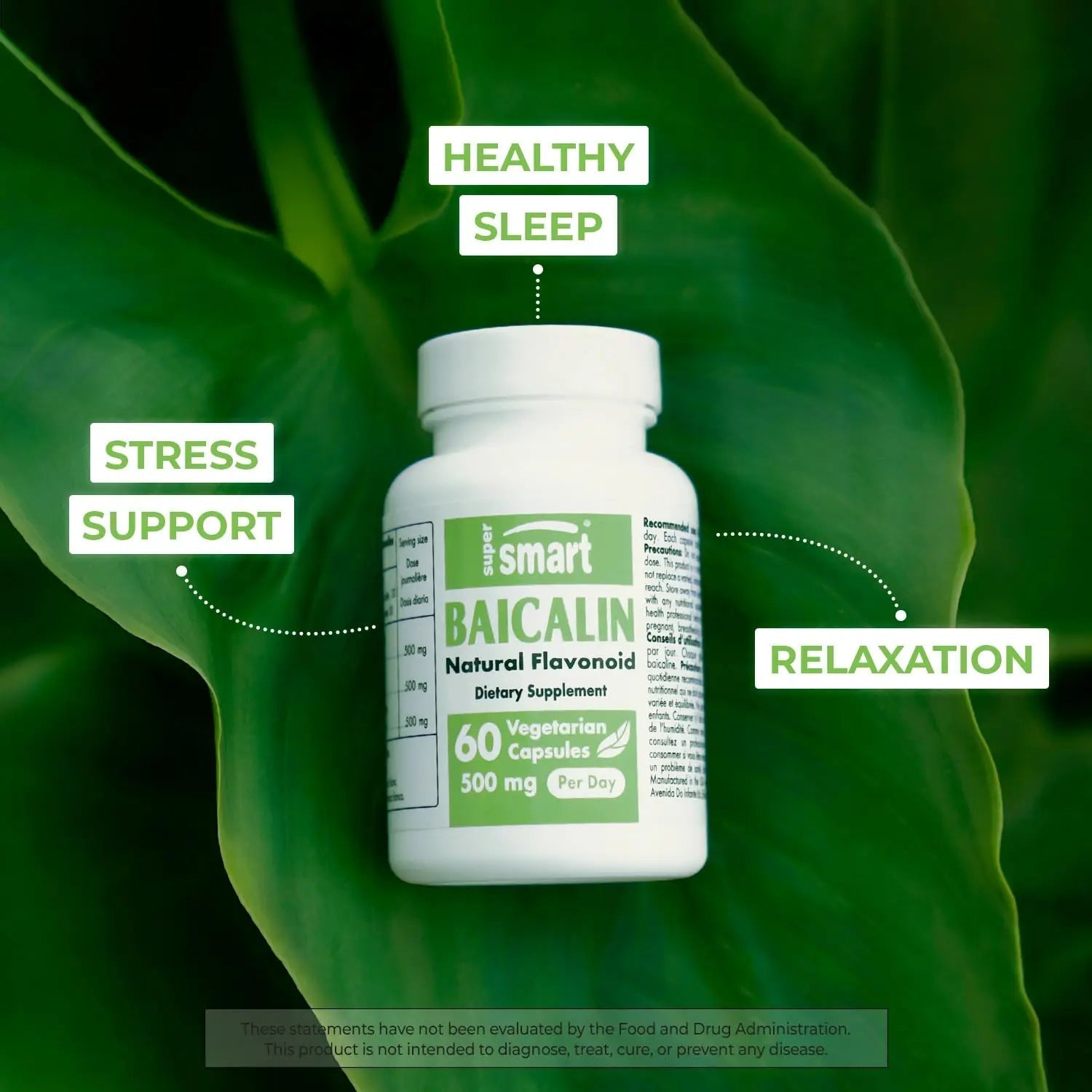Supersmart - 90% Baicalin 500mg per Day (Scutellaria Baicalensis) - Chinese Skullcap - TrustMedUSA