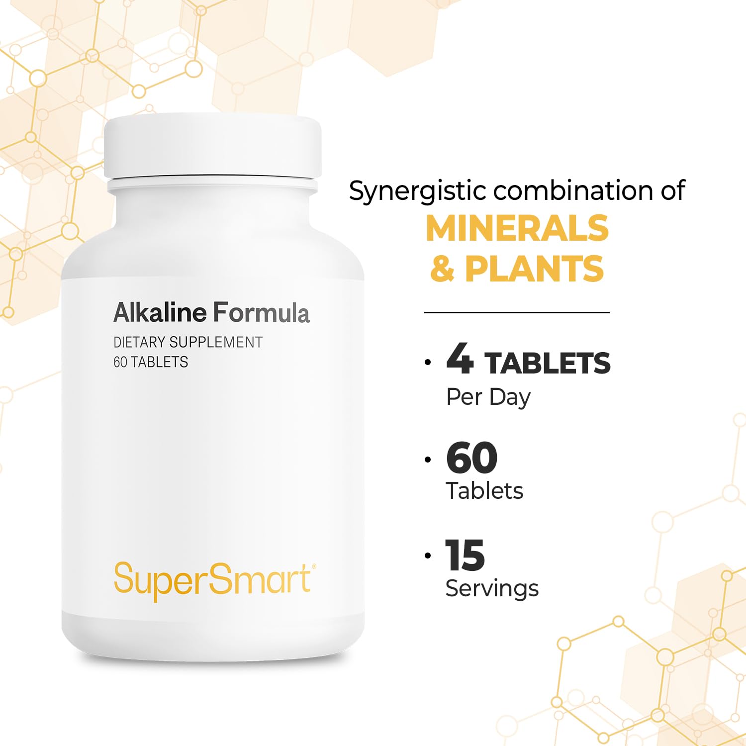 Supersmart - Alkaline Formula Supplement (Advanced Formula) - with Potassium Phosphate, Calcium & Magnesium Citrate - pH Balance | Non-GMO & Gluten Free - 60 Tablets - TrustMedUSA