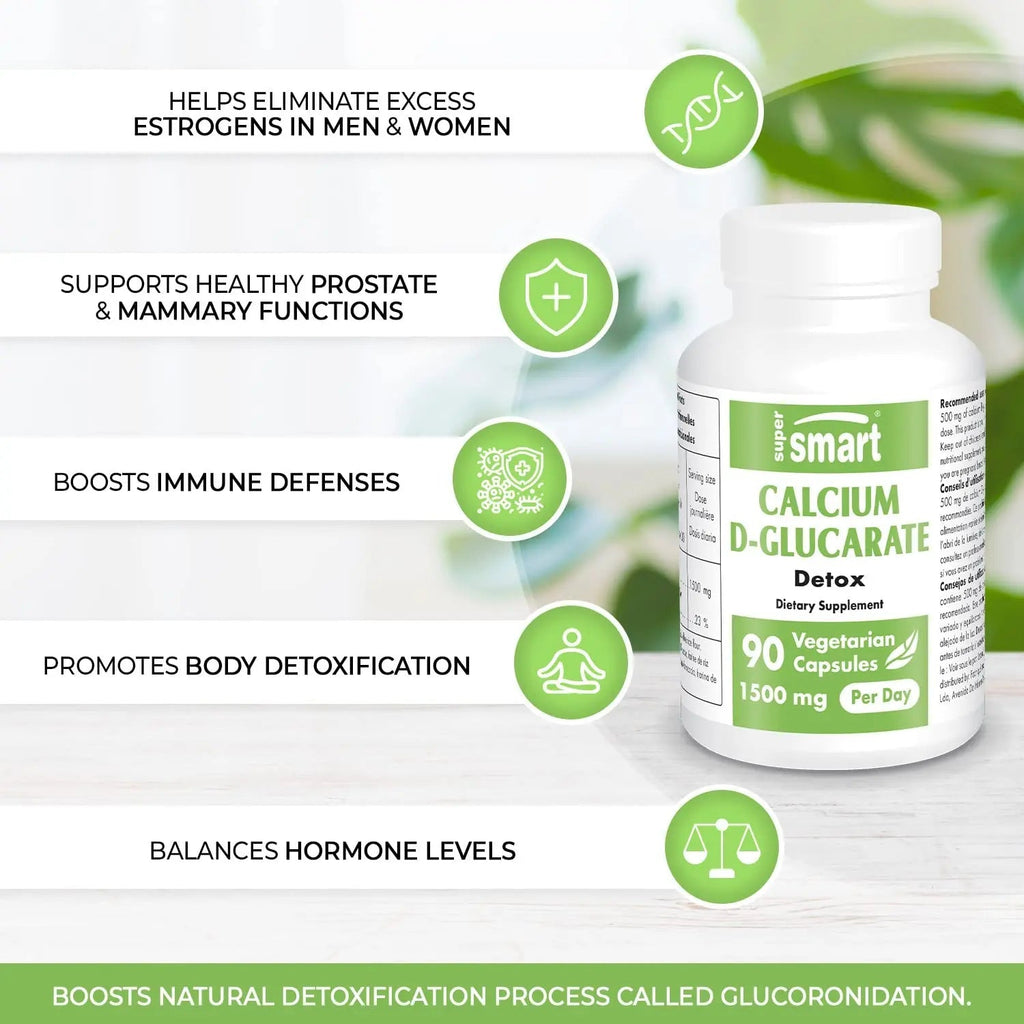 Supersmart - Calcium D-Glucarate 1500 mg Per Day - Antioxidant & Detox Supplement - TrustMedUSA