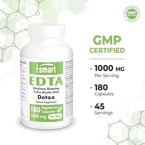 Supersmart - EDTA 1000mg per Day - Calcium Disodium EDTA Supplement | Non-GMO - TrustMedUSA