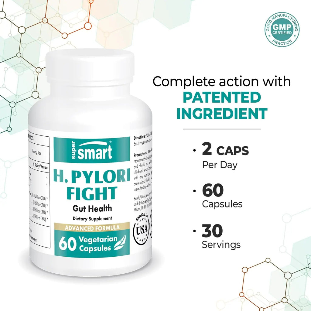 Supersmart - H. Pylori Fight Advanced Formula (Mastic Gum, Probiotics & Prebiotic) - TrustMedUSA