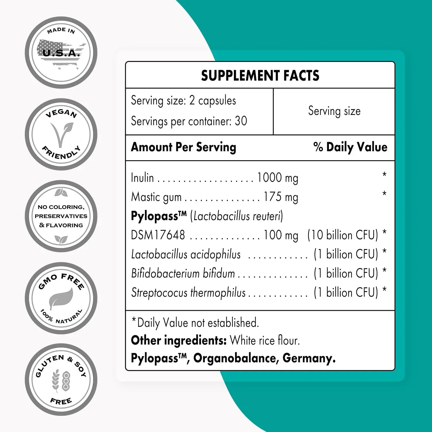 Supersmart - H. Pylori Fight Advanced Formula (Mastic Gum, Probiotics & Prebiotic) - TrustMedUSA