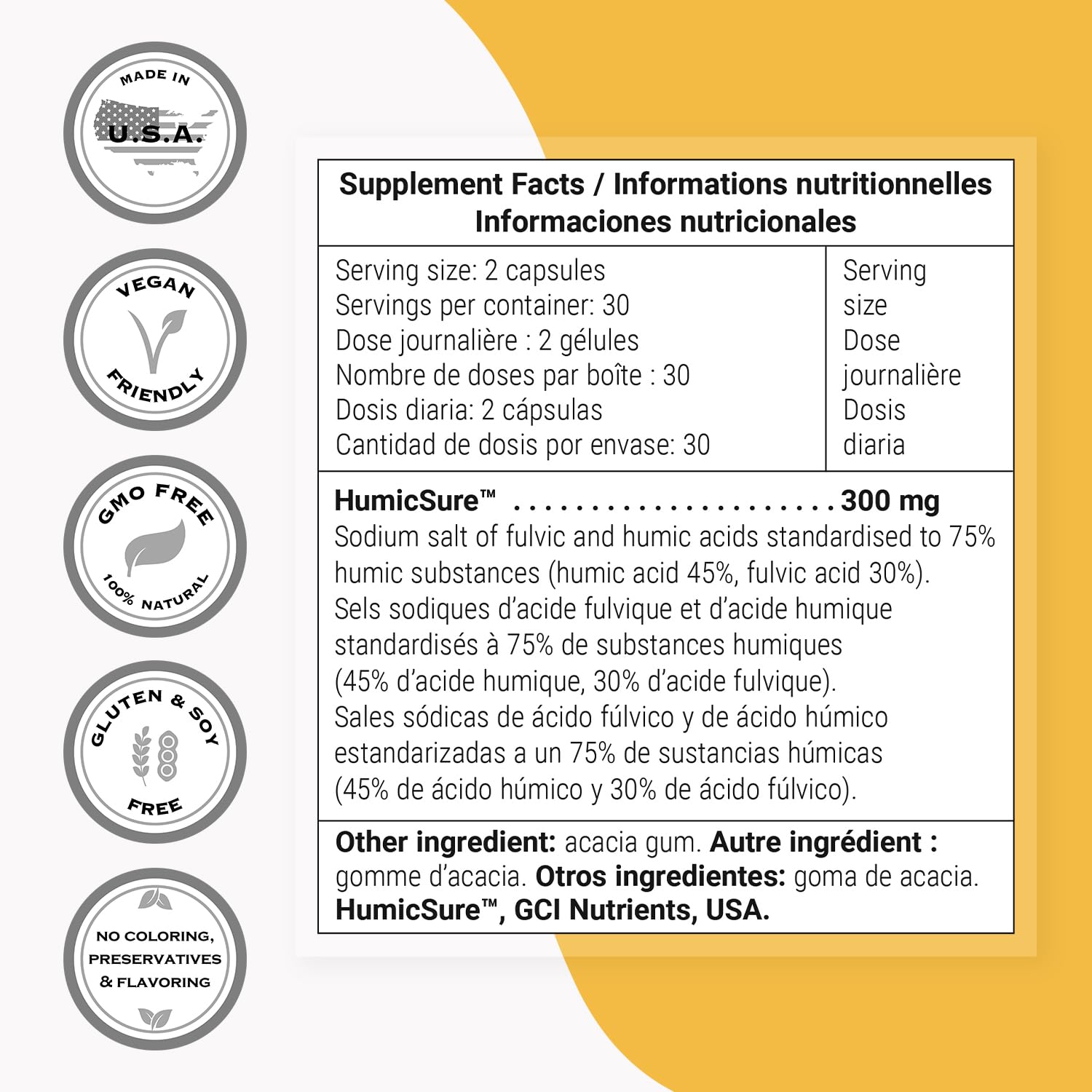 Supersmart - Humic and Fulvic Acid Supplement 300mg per Day (Patented & High Strength) - Fulvic Humic Mineral Blend | Non-GMO & Gluten Free - 60 Vegetarian Capsules - TrustMedUSA