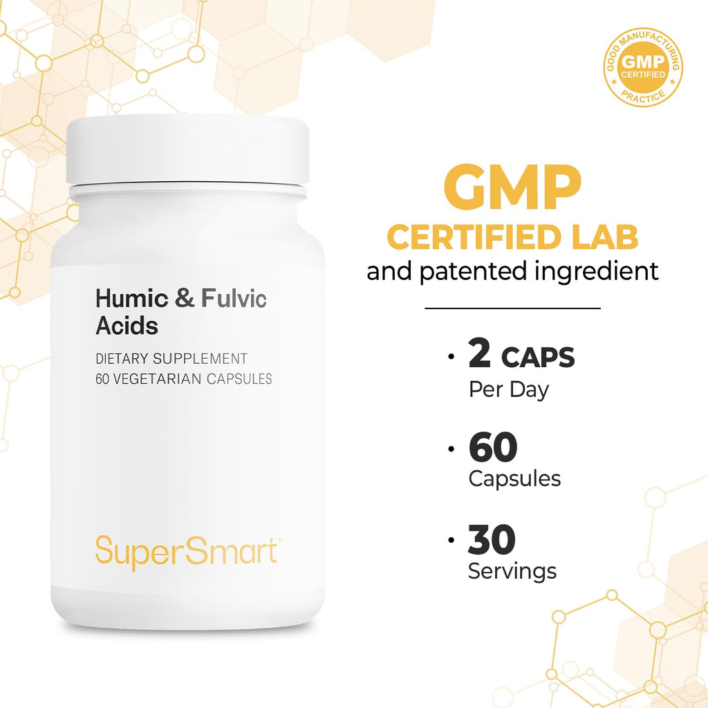 Supersmart - Humic and Fulvic Acid Supplement 300mg per Day (Patented & High Strength) - Fulvic Humic Mineral Blend | Non-GMO & Gluten Free - 60 Vegetarian Capsules - TrustMedUSA
