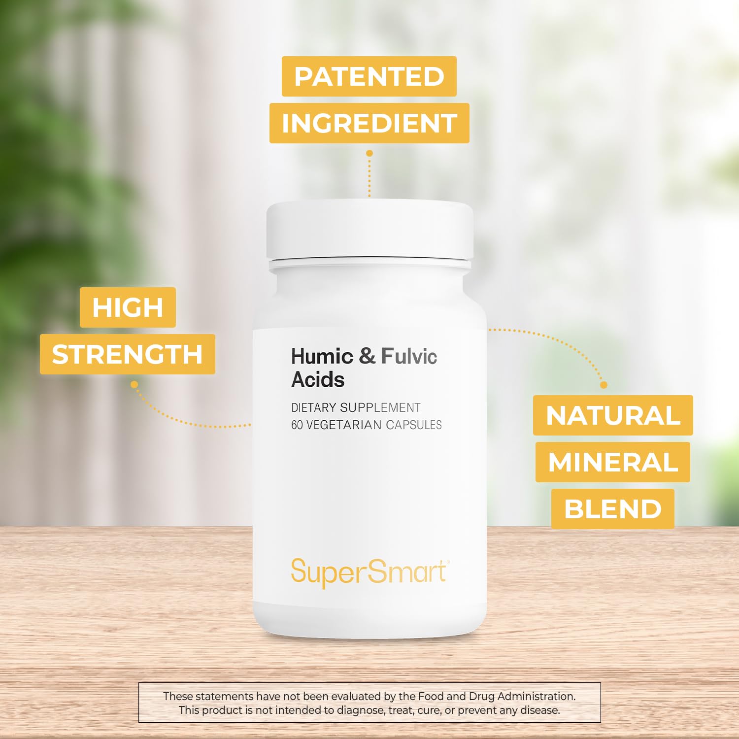 Supersmart - Humic and Fulvic Acid Supplement 300mg per Day (Patented & High Strength) - Fulvic Humic Mineral Blend | Non-GMO & Gluten Free - 60 Vegetarian Capsules - TrustMedUSA
