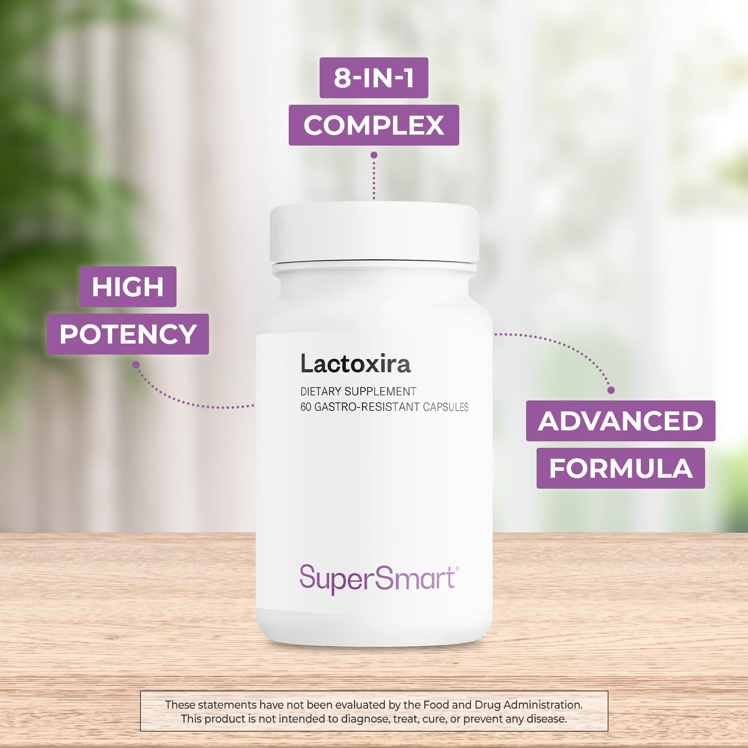 Supersmart - Lactoxira (High Potency) - 8-in-1 Probiotic Complex Supplement - Advanced Formula for Women & Men - with Lactobacillus Casei, Brevis | Non-GMO & Gluten Free - 60 DR Capsules - TrustMedUSA