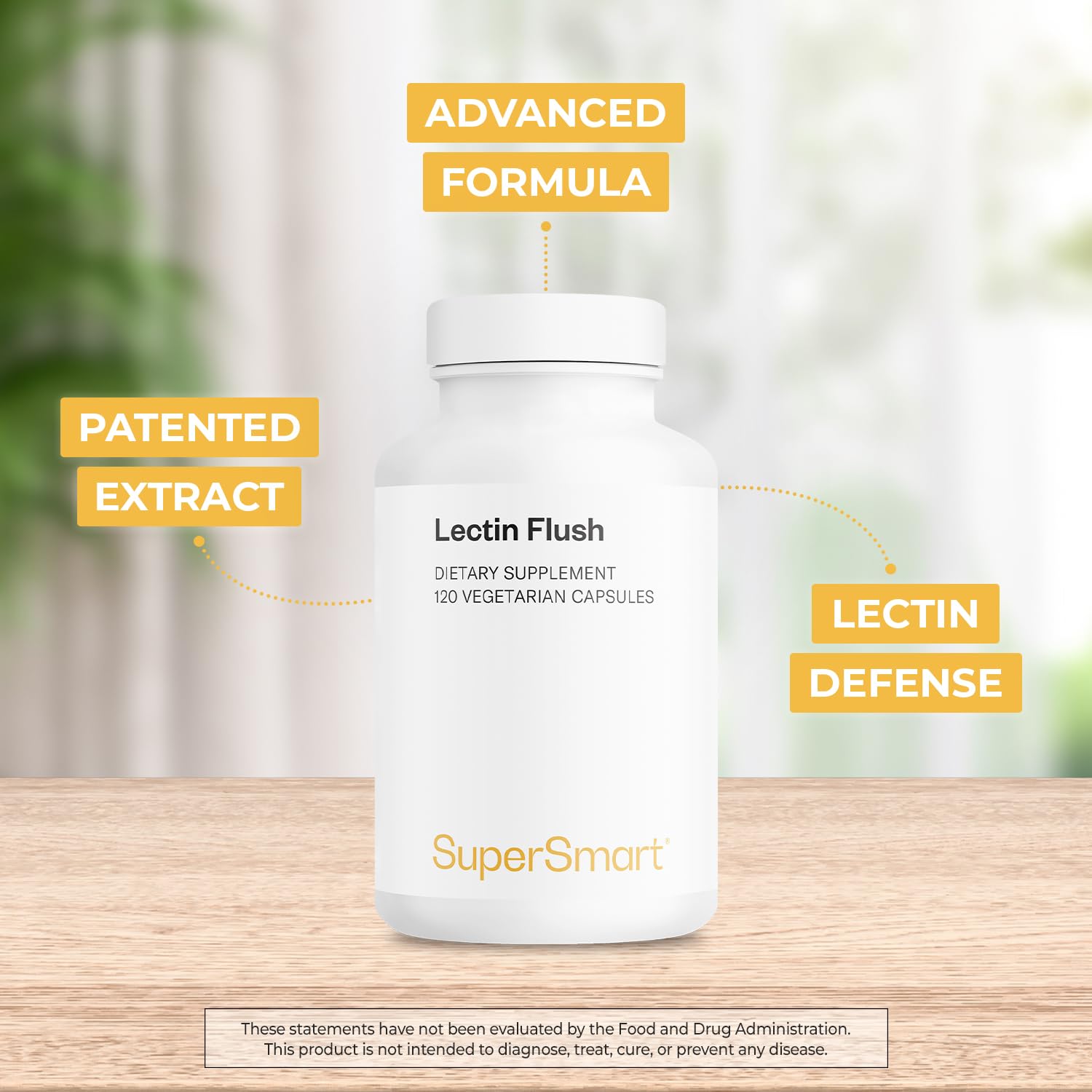 Supersmart - Lectin Flush - Lectin Blocker Shield Supplement - Digestive Support & Detox - Intolerances & Food Allergies - Intestinal Health | Non-GMO & Gluten Free - 120 Vegetarian Capsules - TrustMedUSA