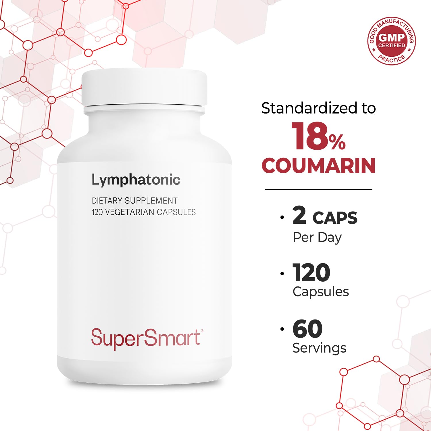 Supersmart - Lymphatonic 40mg per Day - Lymphatic Drainage Supplement - Melilotus Officinalis | Non-GMO & Gluten Free - 120 Vegetarian Capsules - Maple Wellness Supplements