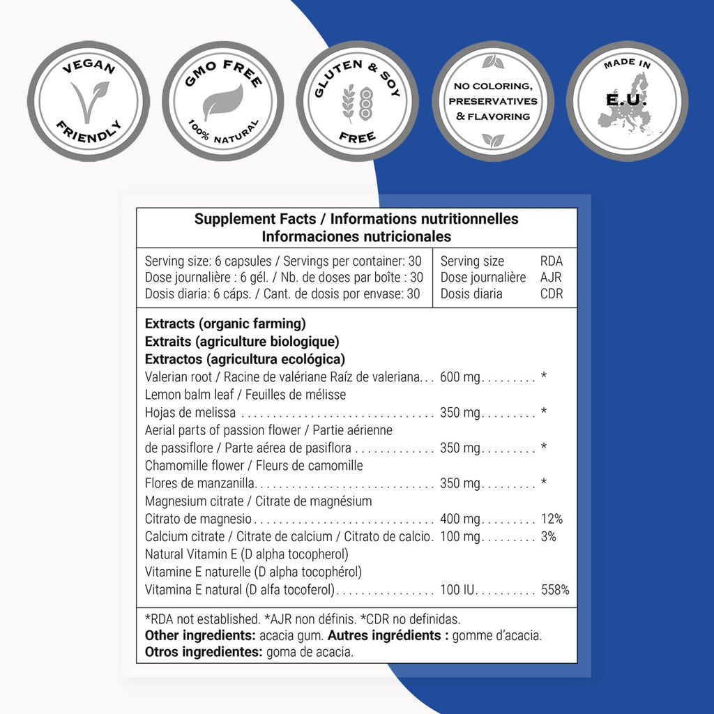 Supersmart - Muscle Relaxing Formula (Advanced Complex) - with Magnesium, Calcium, Vitamin E, Plants Extracts | Non-GMO & Gluten Free - 180 Vegetarian Capsules - TrustMedUSA
