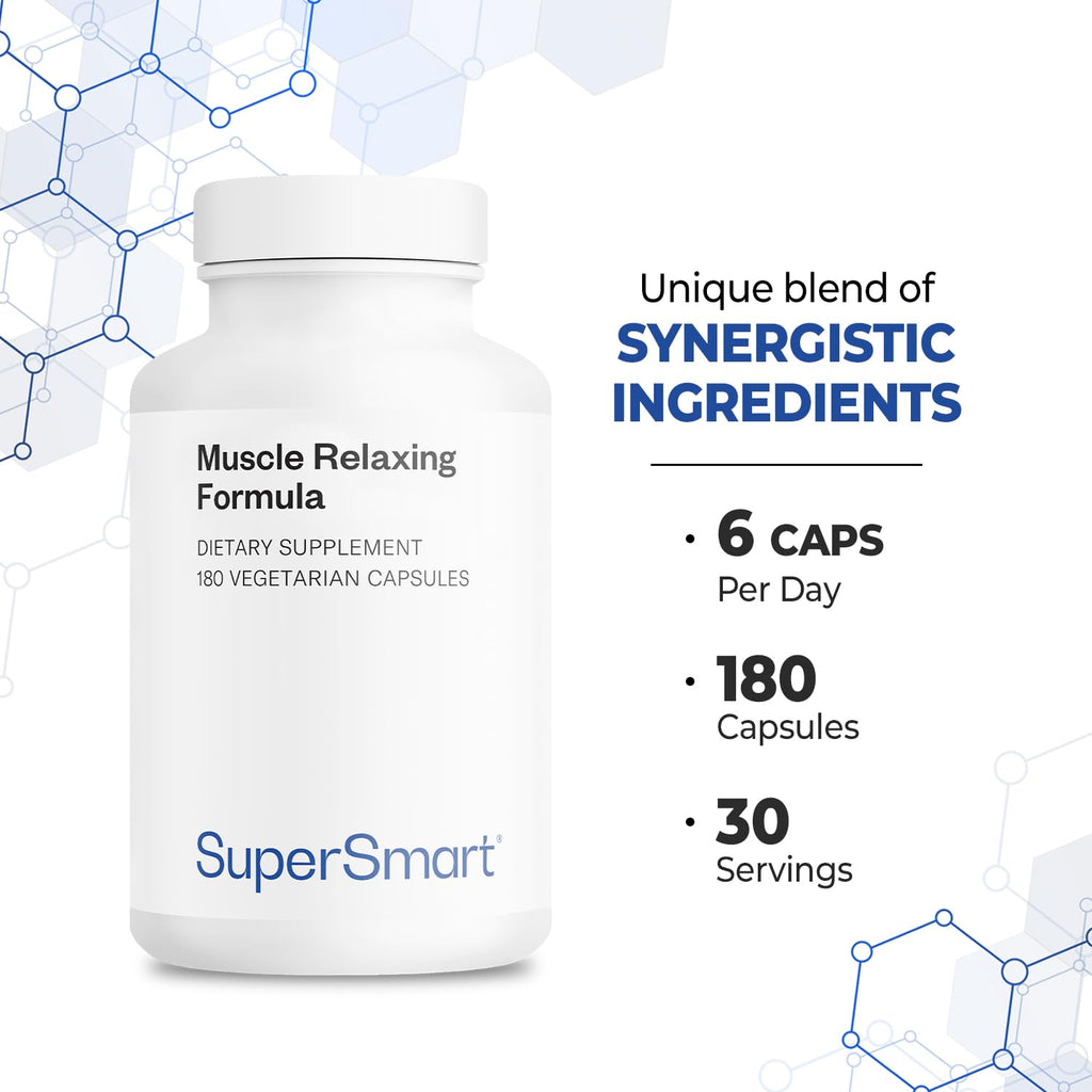 Supersmart - Muscle Relaxing Formula (Advanced Complex) - with Magnesium, Calcium, Vitamin E, Plants Extracts | Non-GMO & Gluten Free - 180 Vegetarian Capsules - TrustMedUSA