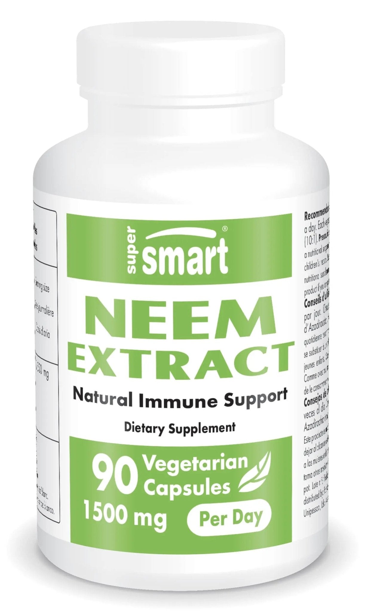 Supersmart - Neem Supplement 1500 mg per Day (Azadirachta Indica Leaf Oil Extract) - TrustMedUSA