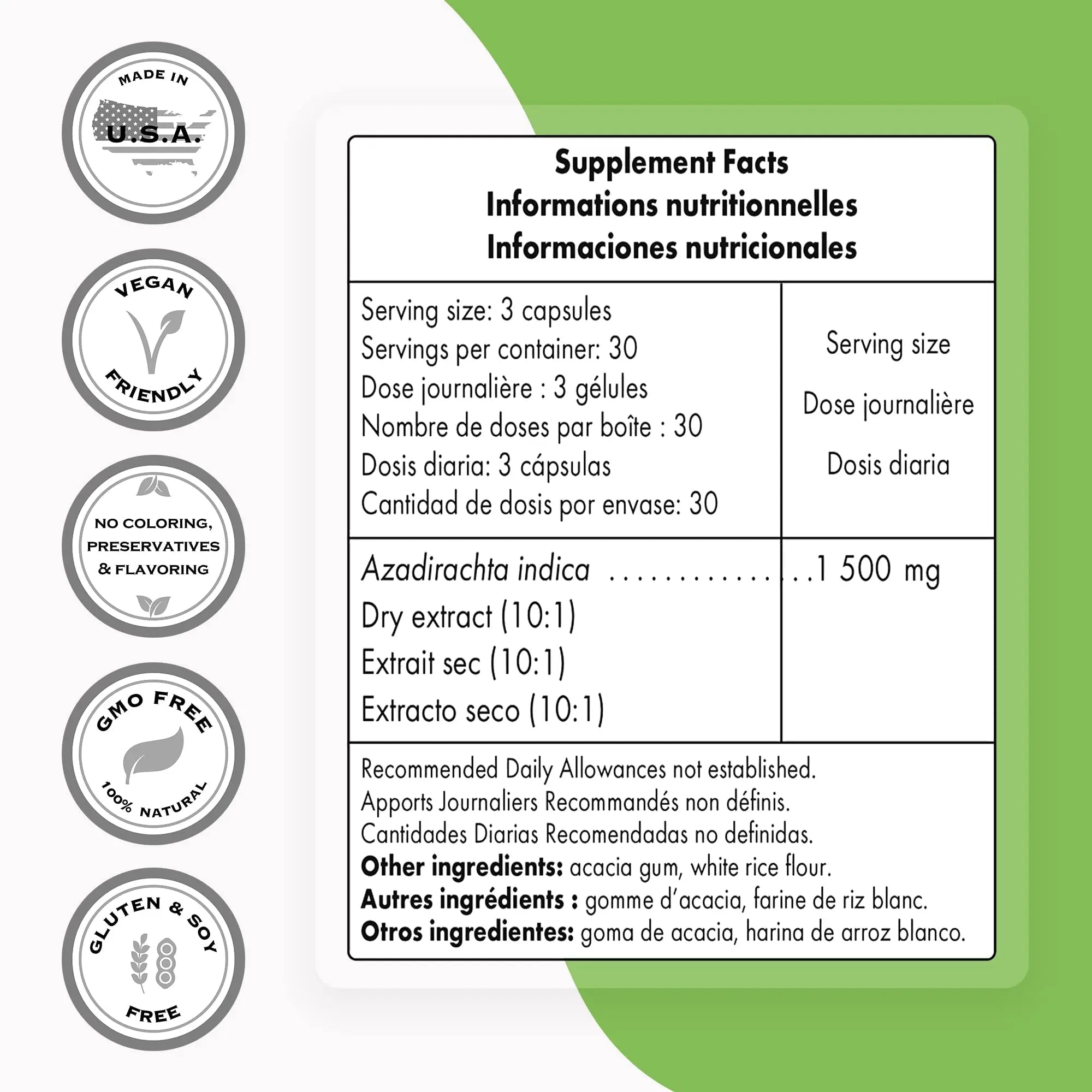Supersmart - Neem Supplement 1500 mg per Day (Azadirachta Indica Leaf Oil Extract) - TrustMedUSA