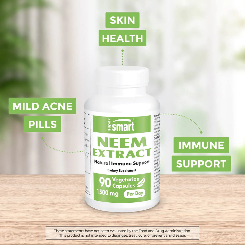Supersmart - Neem Supplement 1500 mg per Day (Azadirachta Indica Leaf Oil Extract) - TrustMedUSA