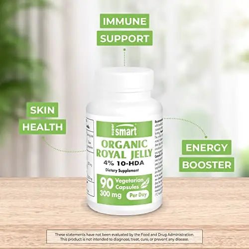 Supersmart - Organic Royal Jelly 300mg per Day (High Strength 4% 10-HDA) - Freeze - TrustMedUSA