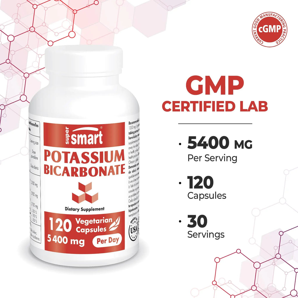 Supersmart - Potassium Bicarbonate 5400mg per Day (High Dose) - Electrolyte Mineral - TrustMedUSA