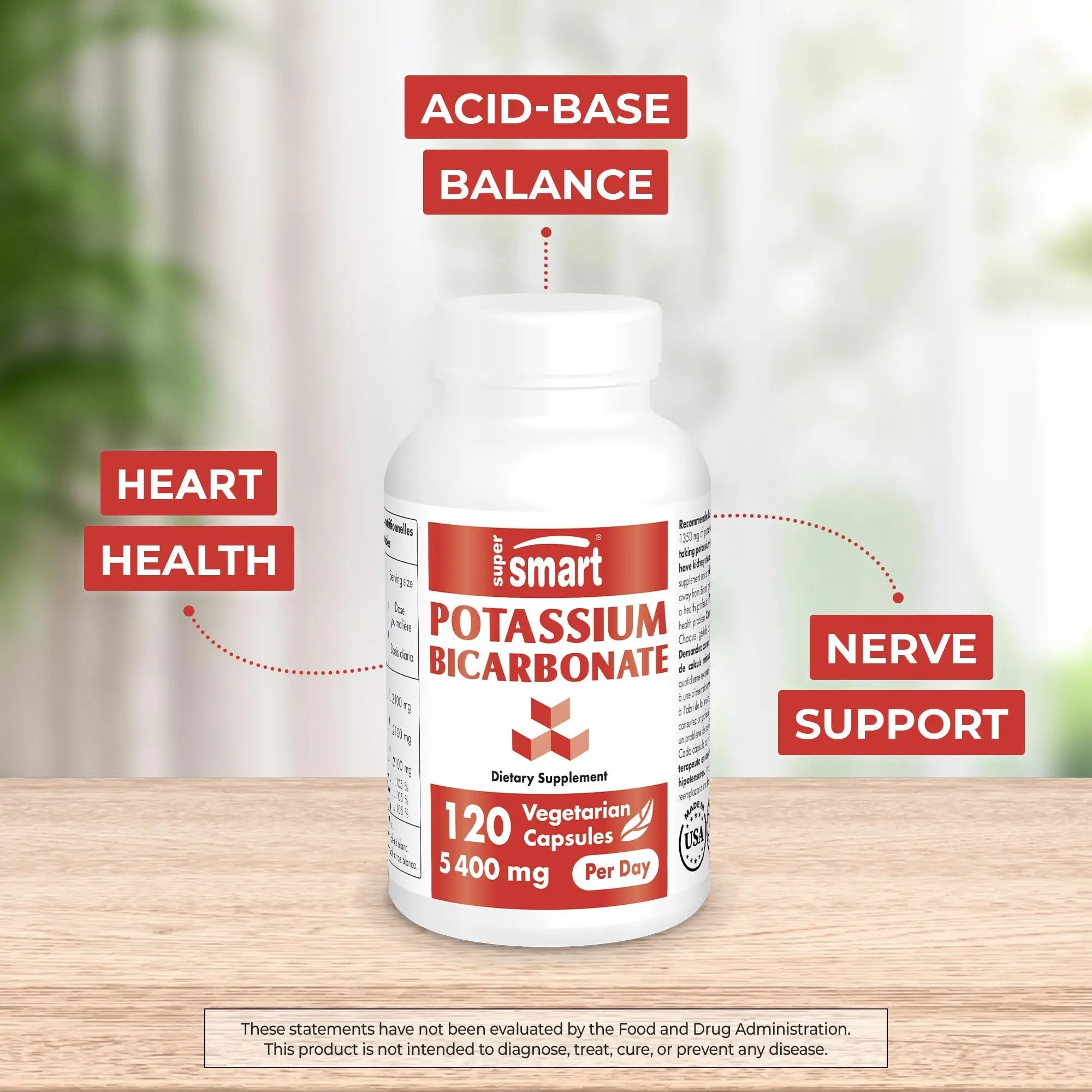 Supersmart - Potassium Bicarbonate 5400mg per Day (High Dose) - Electrolyte Mineral - TrustMedUSA