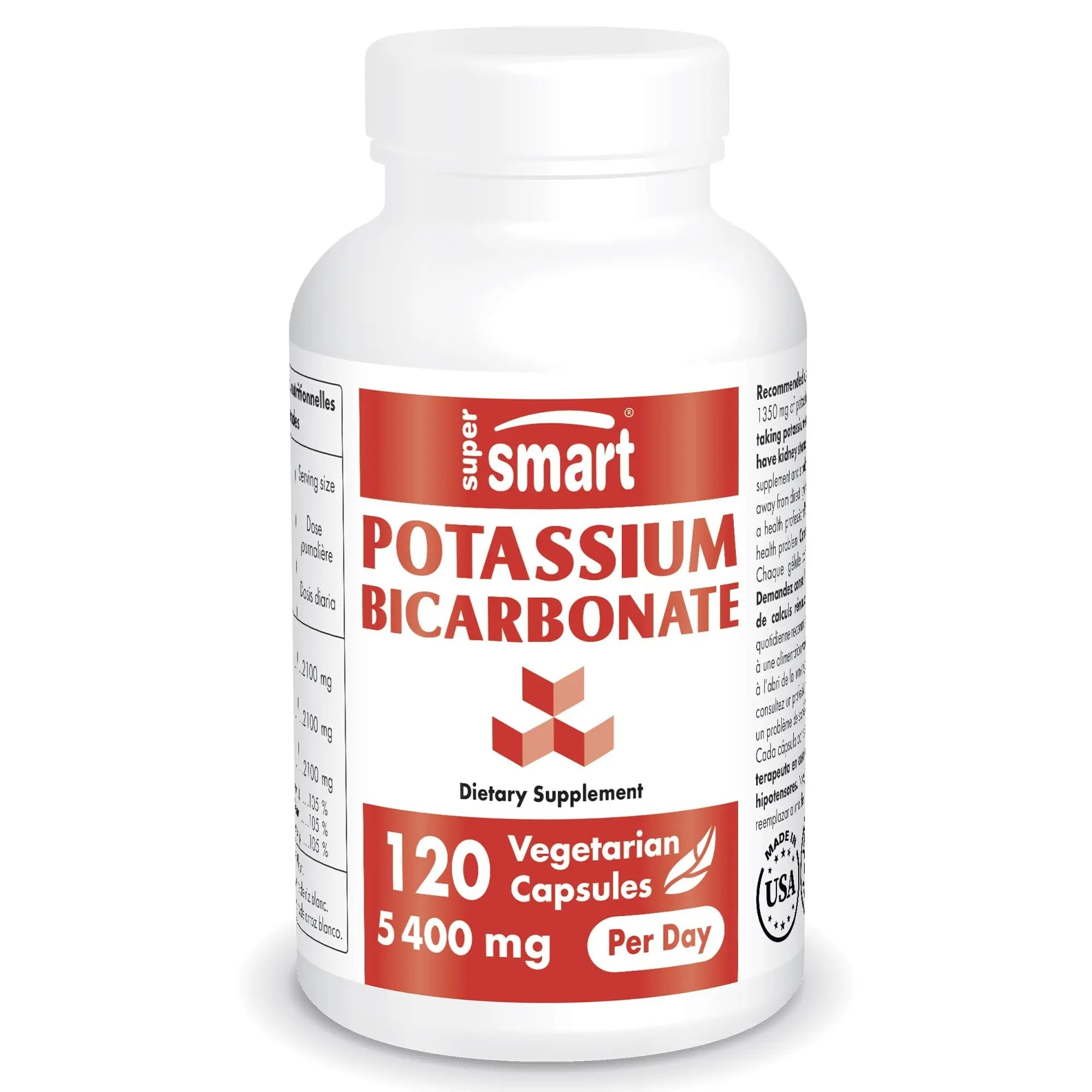 Supersmart - Potassium Bicarbonate 5400mg per Day (High Dose) - Electrolyte Mineral - TrustMedUSA