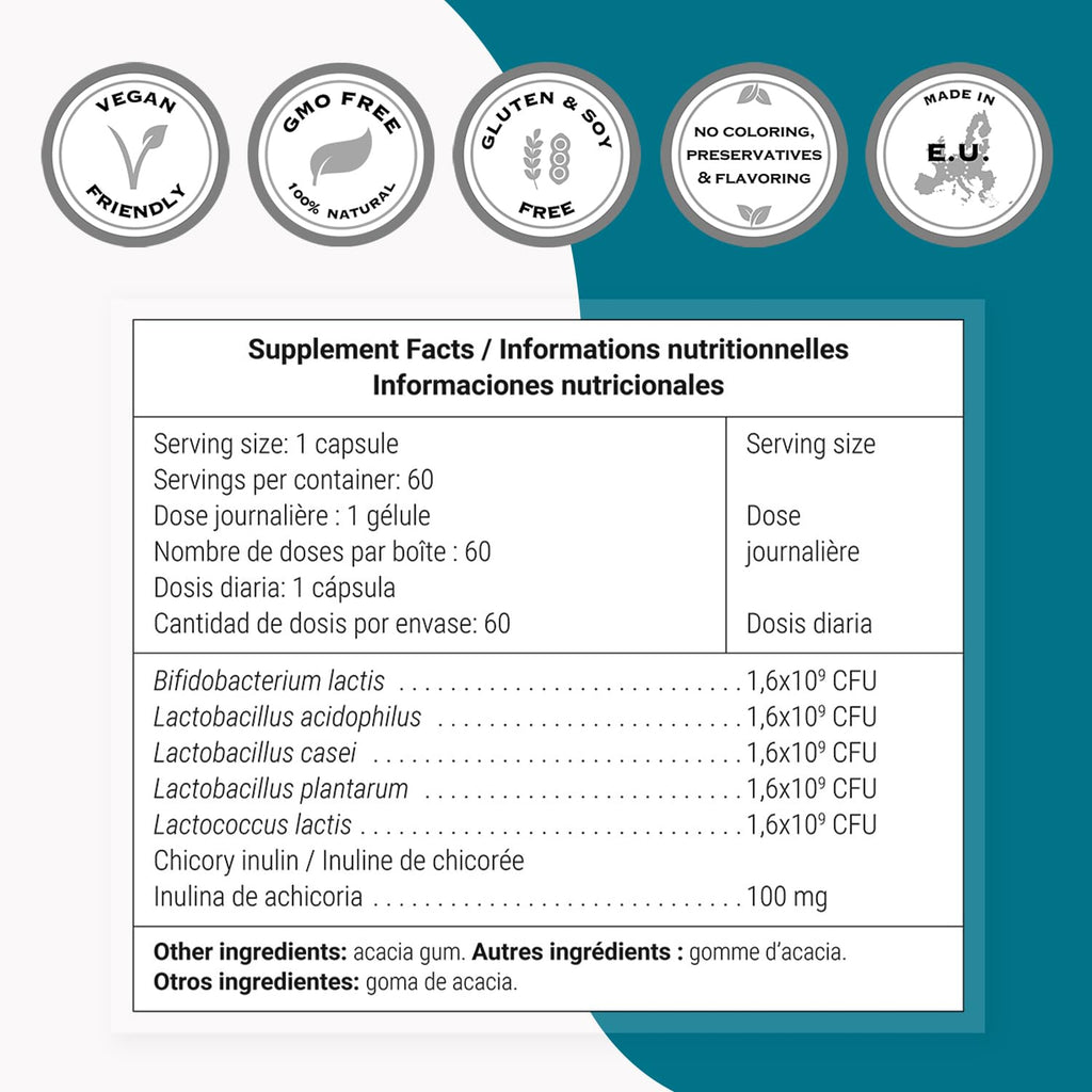 Supersmart - Probio Forte 8 Billion CFU per Capsule (Advanced Formula) - Daily Probiotics Supplement for Women & Men | Non-GMO & Gluten-Free - 60 DR Caps - TrustMedUSA