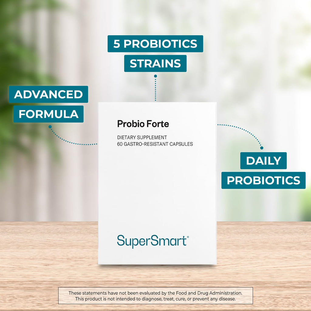Supersmart - Probio Forte 8 Billion CFU per Capsule (Advanced Formula) - Daily Probiotics Supplement for Women & Men | Non-GMO & Gluten-Free - 60 DR Caps - TrustMedUSA