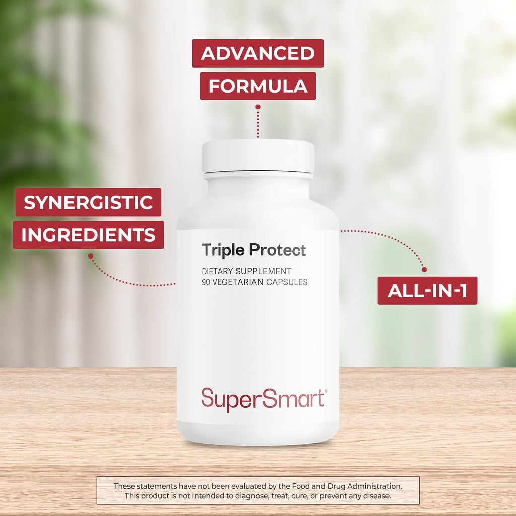 Supersmart - Triple Protect Supplement - Combines the Most Widely-Studied Natural Compounds - May Support Healthy Heart | Non-GMO & Gluten Free - 90 Vegetarian Capsules - TrustMedUSA