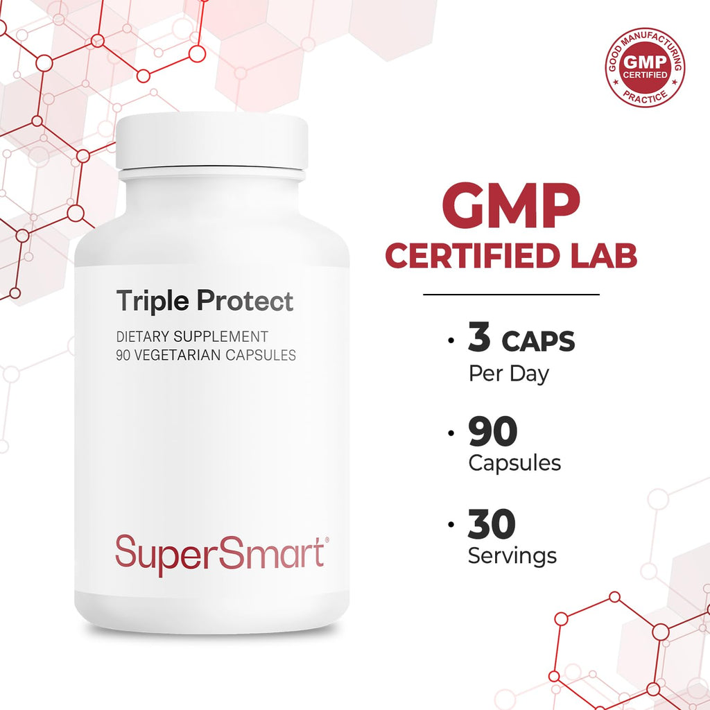 Supersmart - Triple Protect Supplement - Combines the Most Widely-Studied Natural Compounds - May Support Healthy Heart | Non-GMO & Gluten Free - 90 Vegetarian Capsules - TrustMedUSA