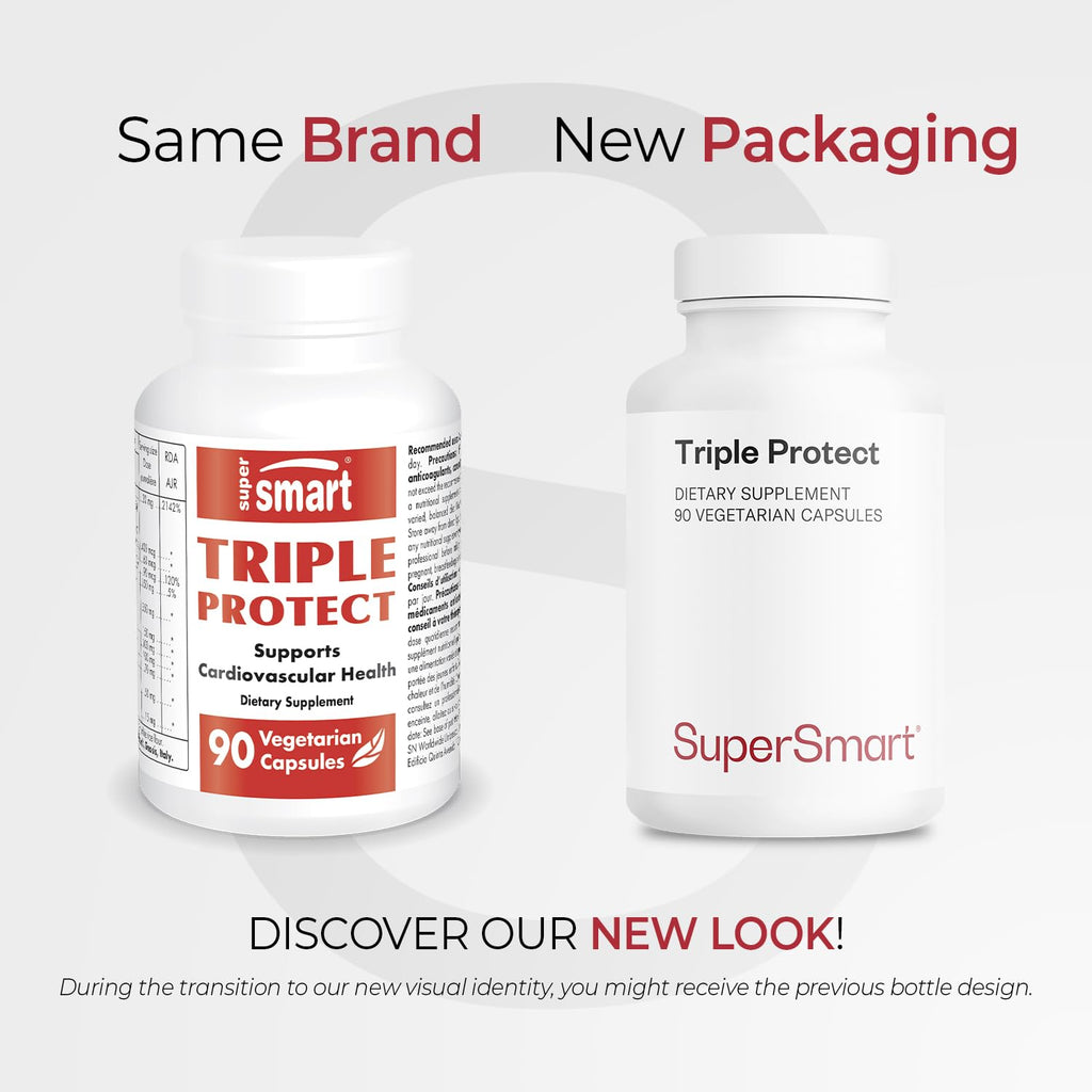 Supersmart - Triple Protect Supplement - Combines the Most Widely-Studied Natural Compounds - May Support Healthy Heart | Non-GMO & Gluten Free - 90 Vegetarian Capsules - TrustMedUSA