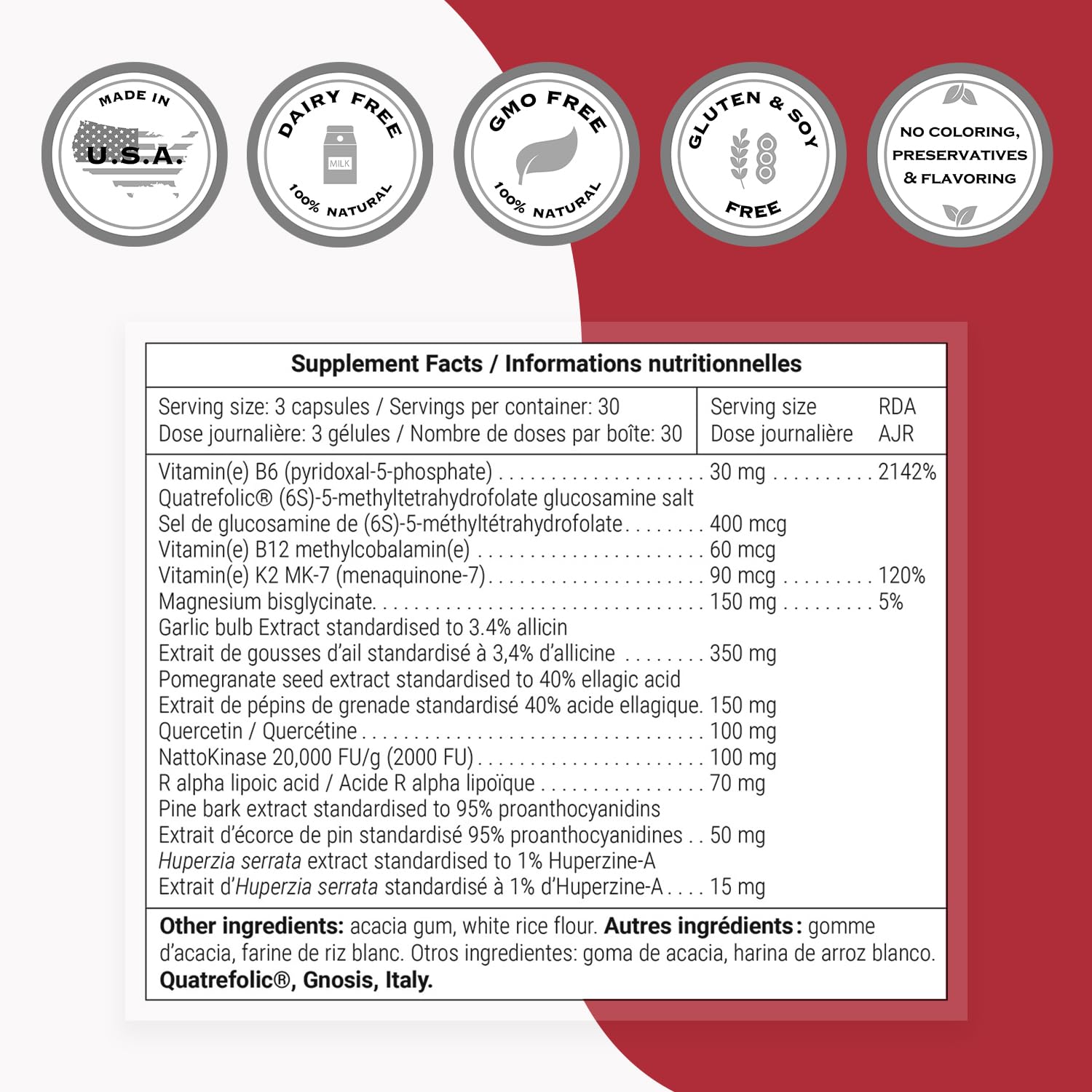Supersmart - Triple Protect Supplement - Combines the Most Widely-Studied Natural Compounds - May Support Healthy Heart | Non-GMO & Gluten Free - 90 Vegetarian Capsules - TrustMedUSA