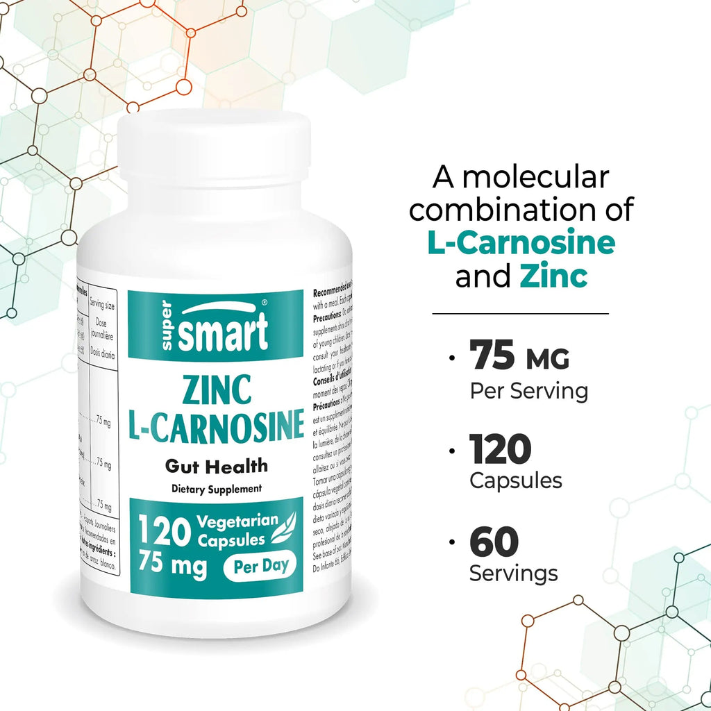 SuperSmart - Zinc L-Carnosine 75mg per Day (Well-Tolerated) - Zinc Carnosine Supplemen - TrustMedUSA