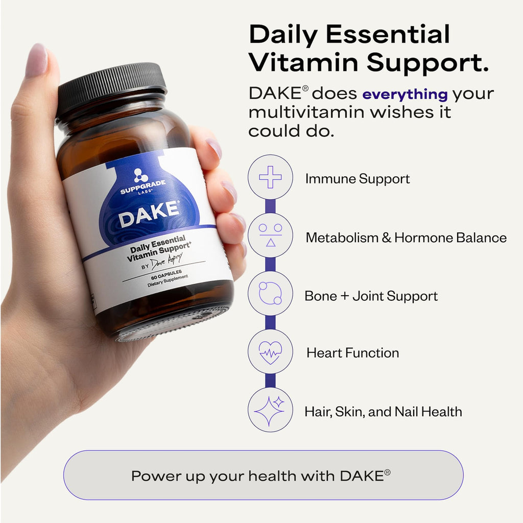Suppgrade Labs DAKE by Dave Asprey | Synergistic Blend of Essential Vitamins D-A-K-E | Vitamin D2 + K2 + A + E Supplement for Immune Support, Bone & Joint Support, & Heart Health | 60 Day Supply - TrustMedUSA