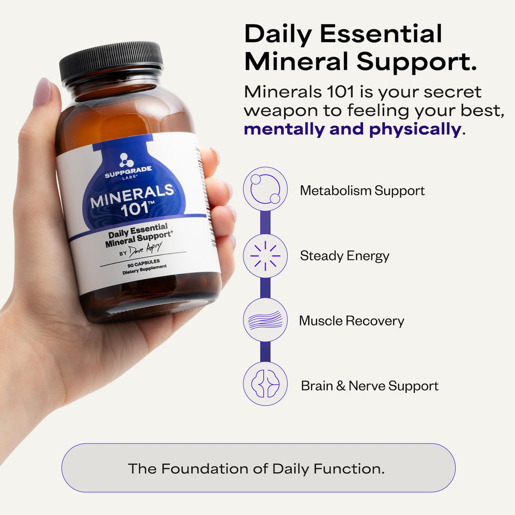 Suppgrade Labs Minerals 101 by Dave Asprey | Daily Essential Mineral Support | Trace Mineral Supplement with Calcium, Magnesium Malate, Chromium, Zinc, Copper, Potassium | 30 Day Supply - TrustMedUSA