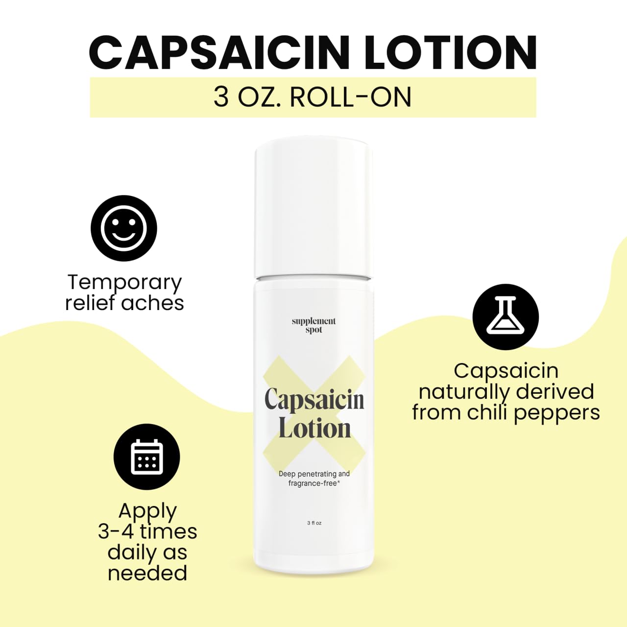 Supplement Spot Capsaicin Roll-On Cream 0.075% - Glucosamine Chondroitin MSM Gel with Bromelain – Joint & Muscle Care Bundle - TrustMedUSA