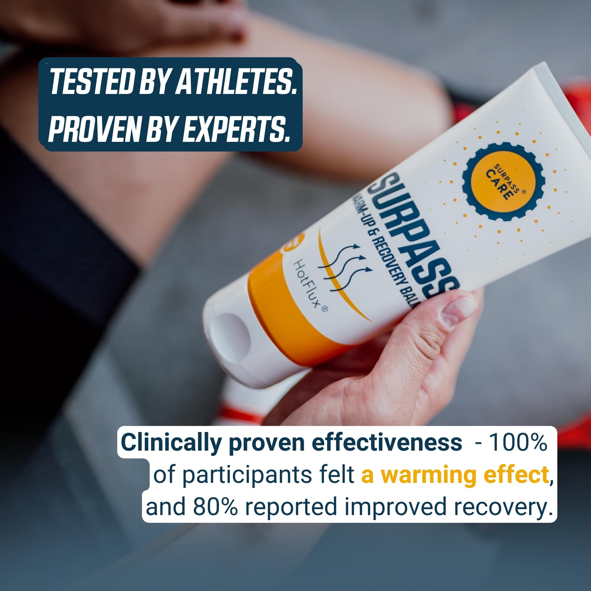 Surpass Warm up & Recovery Balm 6.76oz - HotFlux Muscle & Joints Relief Rub - Innovative Body Warming - After Sport Recovery Support - Feet, Neck & Shoulders, Lower Back, Knees - No Irritation - TrustMedUSA
