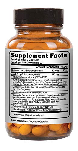 Suzy Cohen Joint Script Joint Support Supplement with Hyaluronic Acid, C3 Curcumin Turmeric Extract, MSM, Collagen Peptides, Ginger, and Boswellia for Maximum Flexibility, Tendon and Cartilage Health - TrustMedUSA