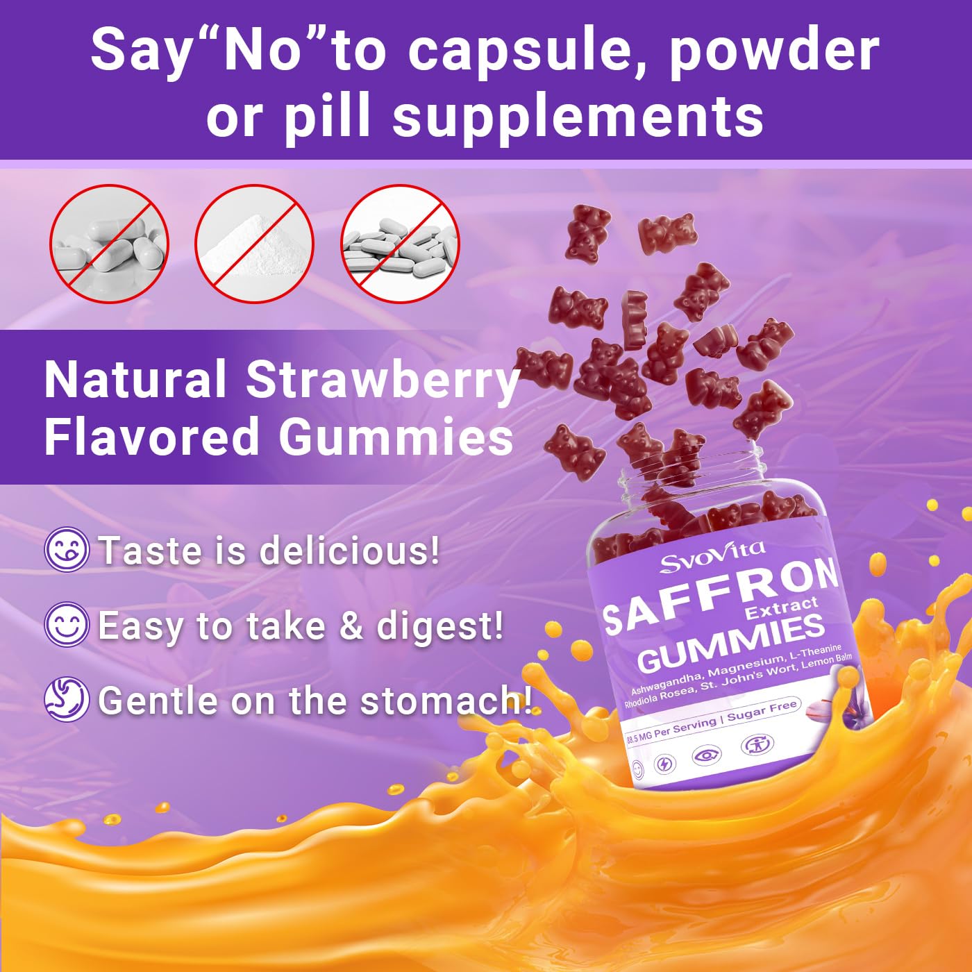 Svovita Saffron Supplements Gummies with Saffron Extract, Sugar Free 60 Count - TrustMedUSA