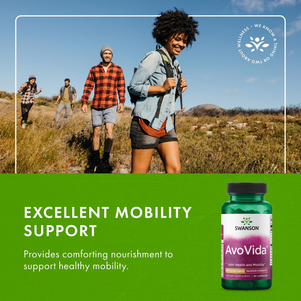 Swanson AvoVida - Natural Supplement Promoting Joint Health & Mobility - Avocado & Soybean Unsaponifiables to Support Cartilage & Tissue Health - (60 Capsules, 300mg Each) (1 Pack) - TrustMedUSA