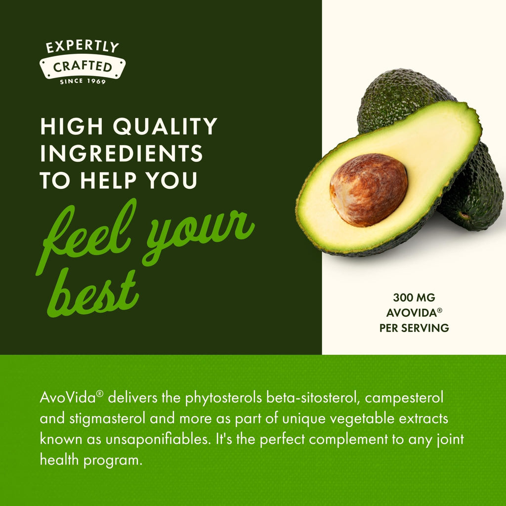 Swanson AvoVida - Natural Supplement Promoting Joint Health & Mobility - Avocado & Soybean Unsaponifiables to Support Cartilage & Tissue Health - (60 Capsules, 300mg Each) (1 Pack) - TrustMedUSA