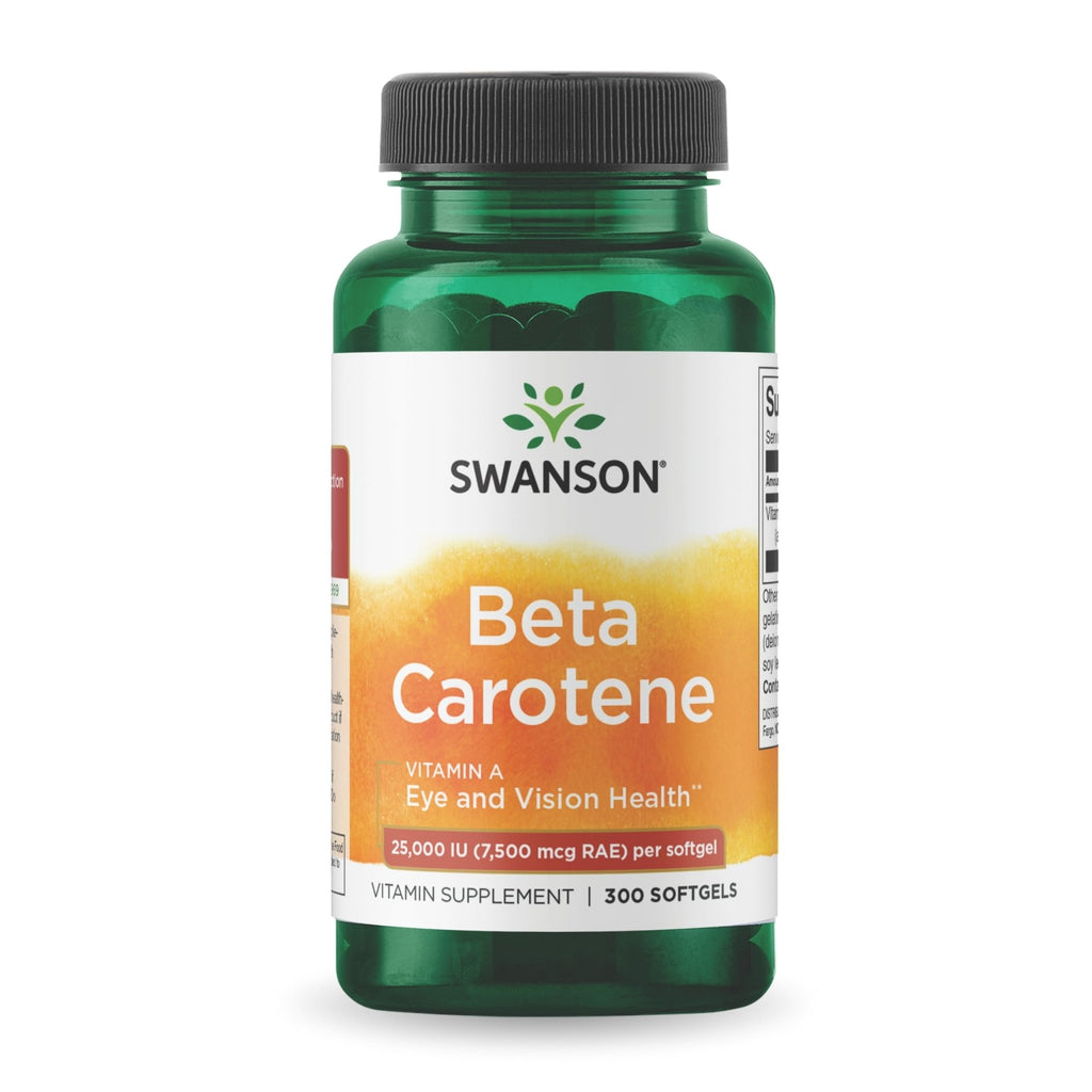 Swanson Beta-Carotene Vitamin A 25,000 IU Eye and Skin Health Supplement for Adults Seeking Vision and Immune Support - 7,500 mcg (300 Softgels) - TrustMedUSA