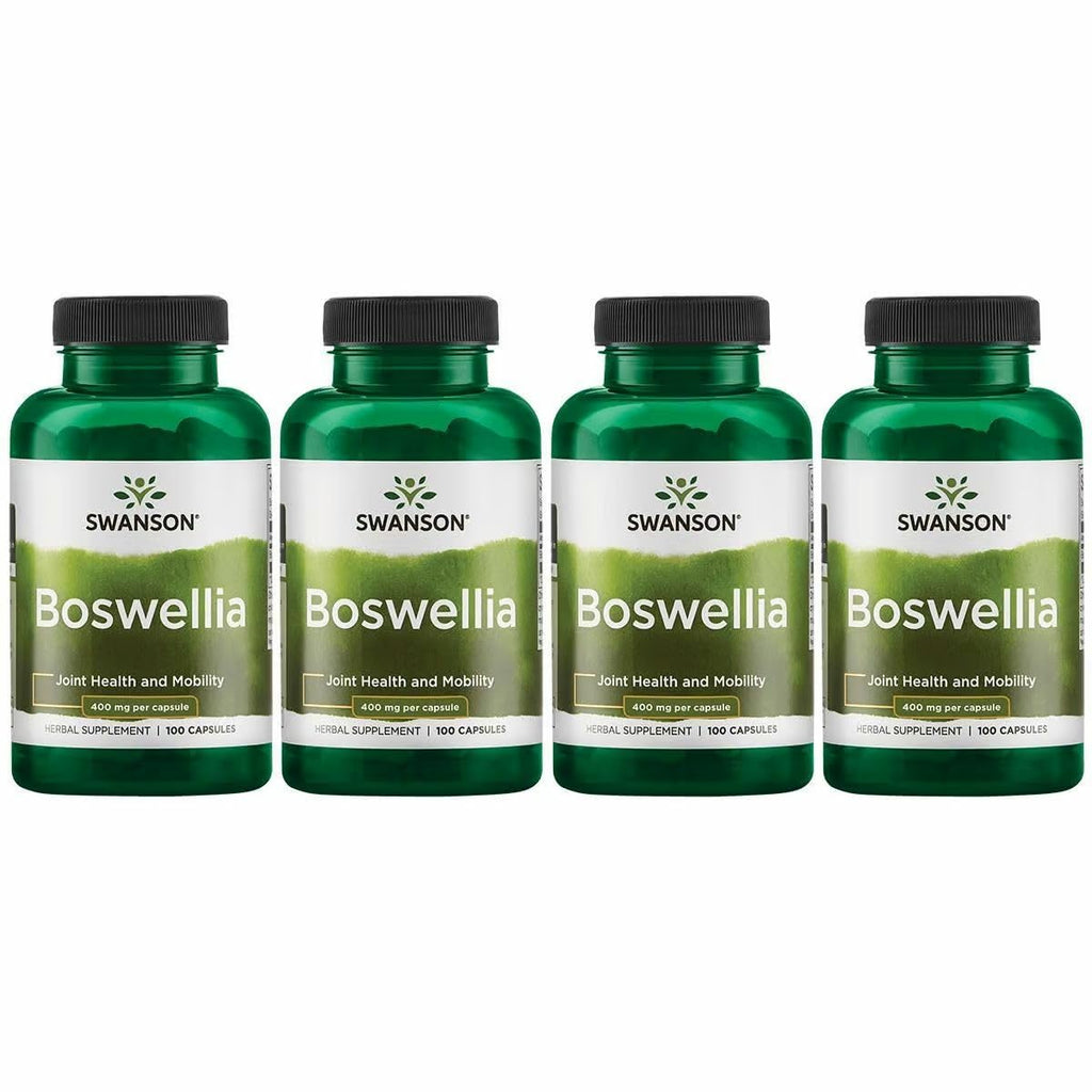 Swanson Boswellia - Herbal Supplement Promoting Joint Support - Ayurvedic Herb for Joint Flexibility & Mobility Support - Made with Boswellia Serrata Resin - (100 Capsules) (4 Pack) - TrustMedUSA