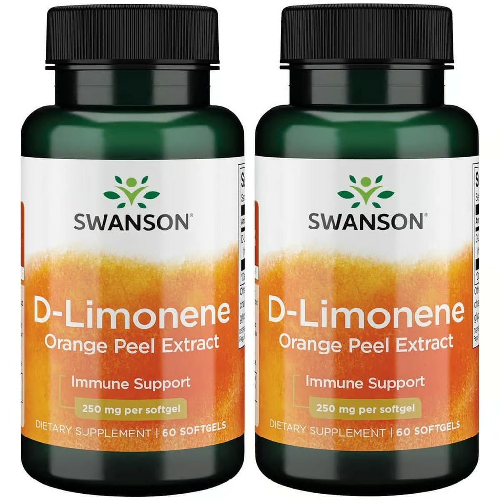 Swanson D-Limonene - Orange Peel Extract Supplement Promoting Cellular Health - High Potency Formula Supporting Health Defense - (60 Capsules, 250mg Each) (2 Pack) - TrustMedUSA