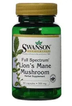 Swanson Lion's Mane Mushroom Capsules - 500 mg Each, 60 Capsules - TrustMedUSA