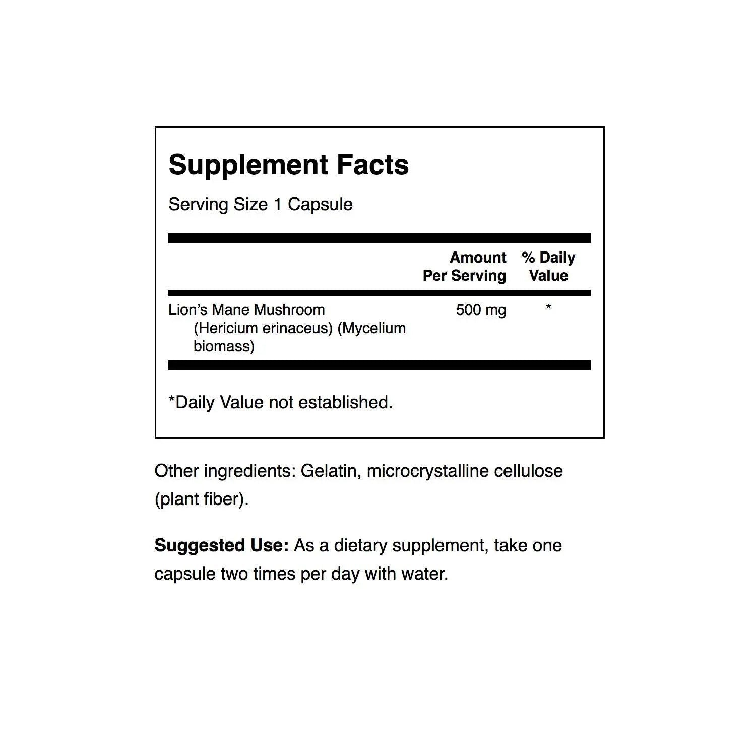 Swanson Lion's Mane Mushroom Capsules - 500 mg Each, 60 Capsules - TrustMedUSA