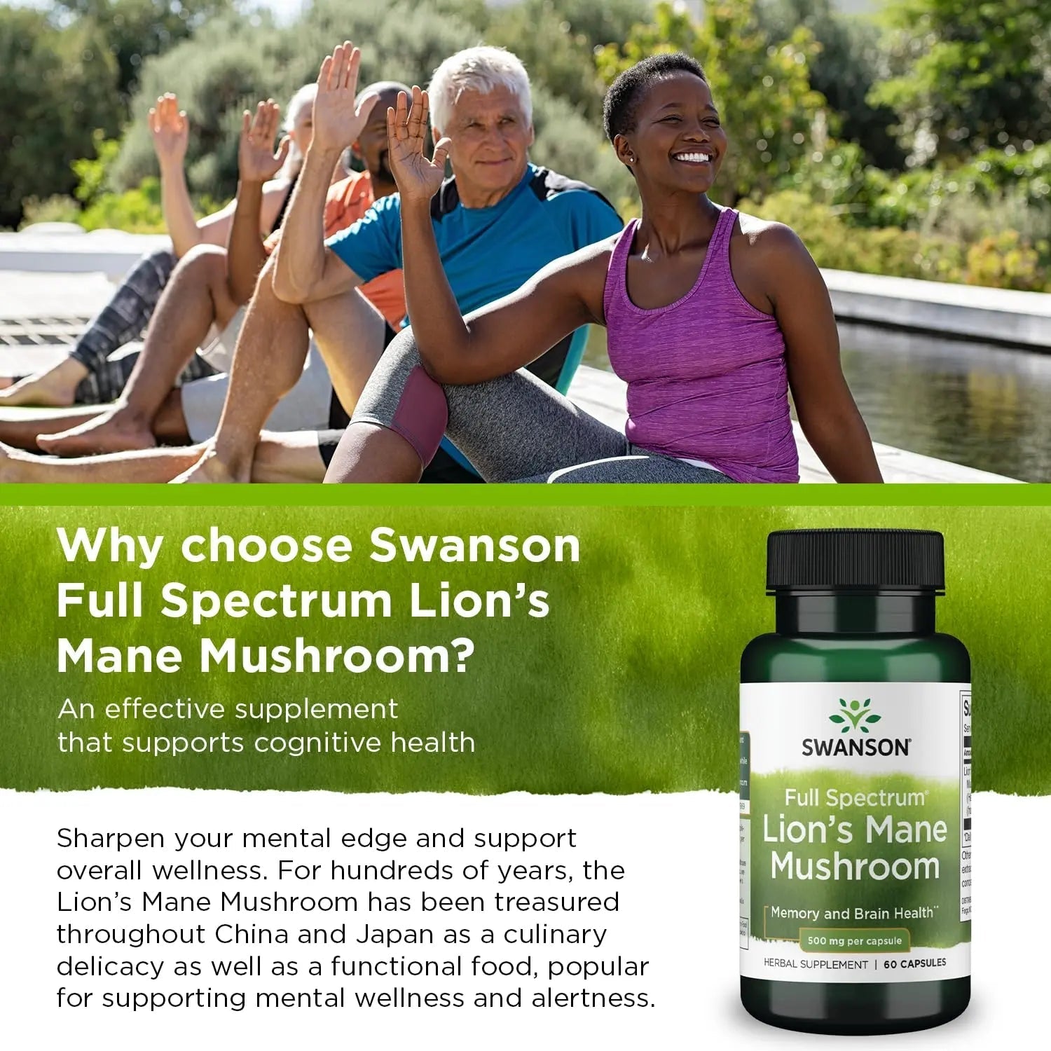 Swanson Lion's Mane Mushroom Capsules - 500 mg Each, 60 Capsules - TrustMedUSA